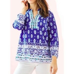 Lilly Pulitzer Popover Asani Tunic in Lapis Lazuli; Size XS